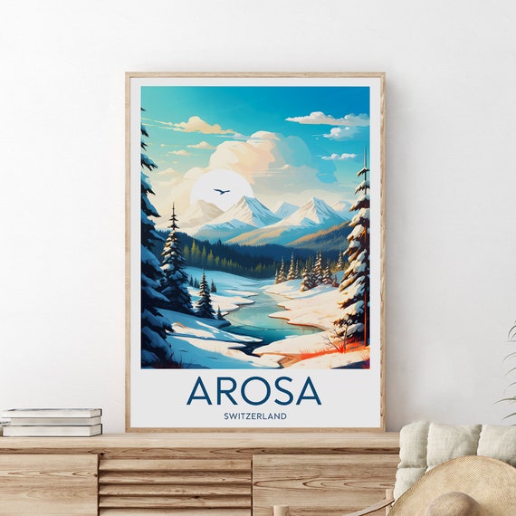 Arosa Travel Print Switzerland Arosa Poster Ski Poster Ski Resort Print Schanfigg Valley Ski Wedding Gift Birthday