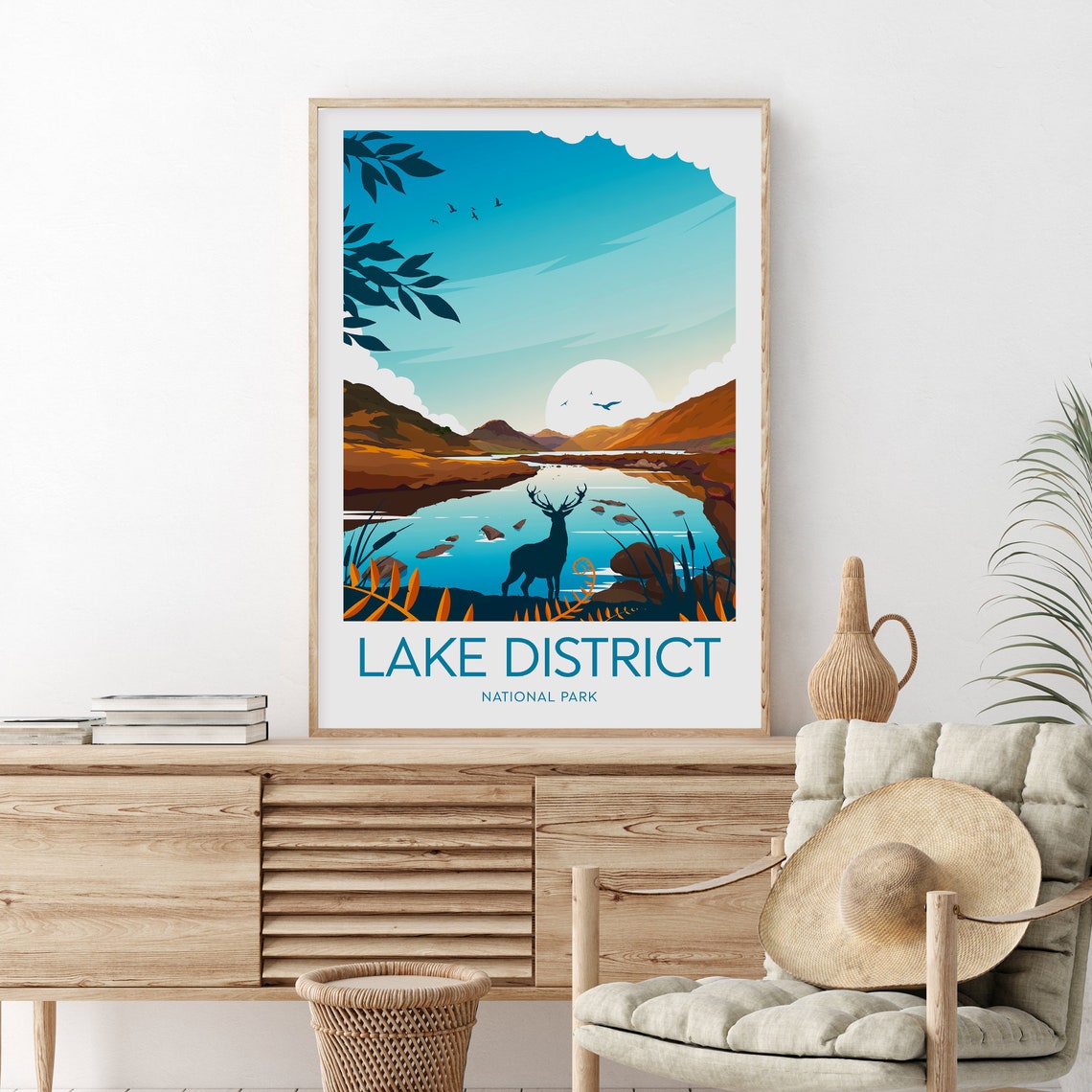Lake District National Park Stag Lake Fells Moon Scenic Travel Poster - Image 2