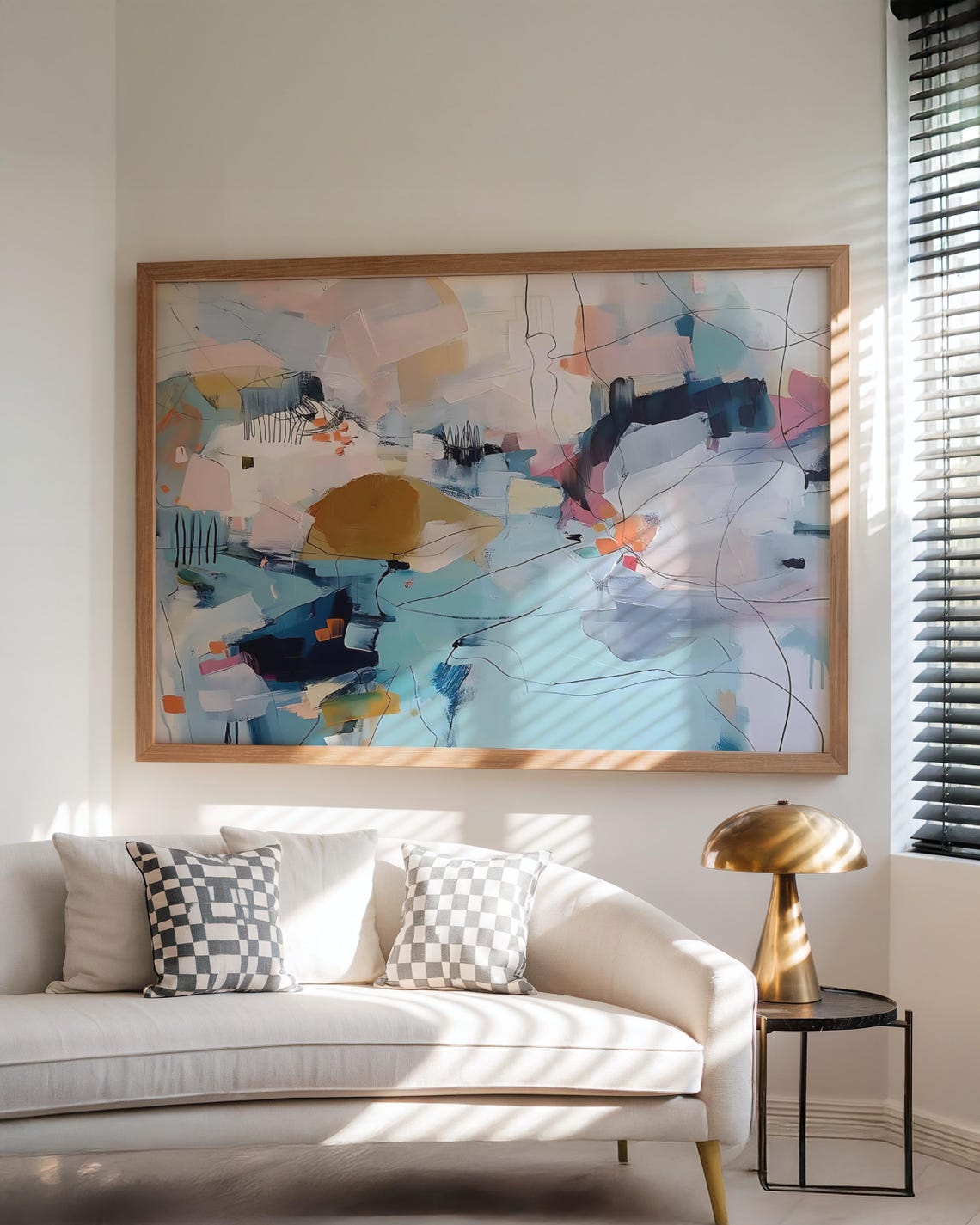Colorful Abstract Art Print Large Neutral Wall Decor For Office