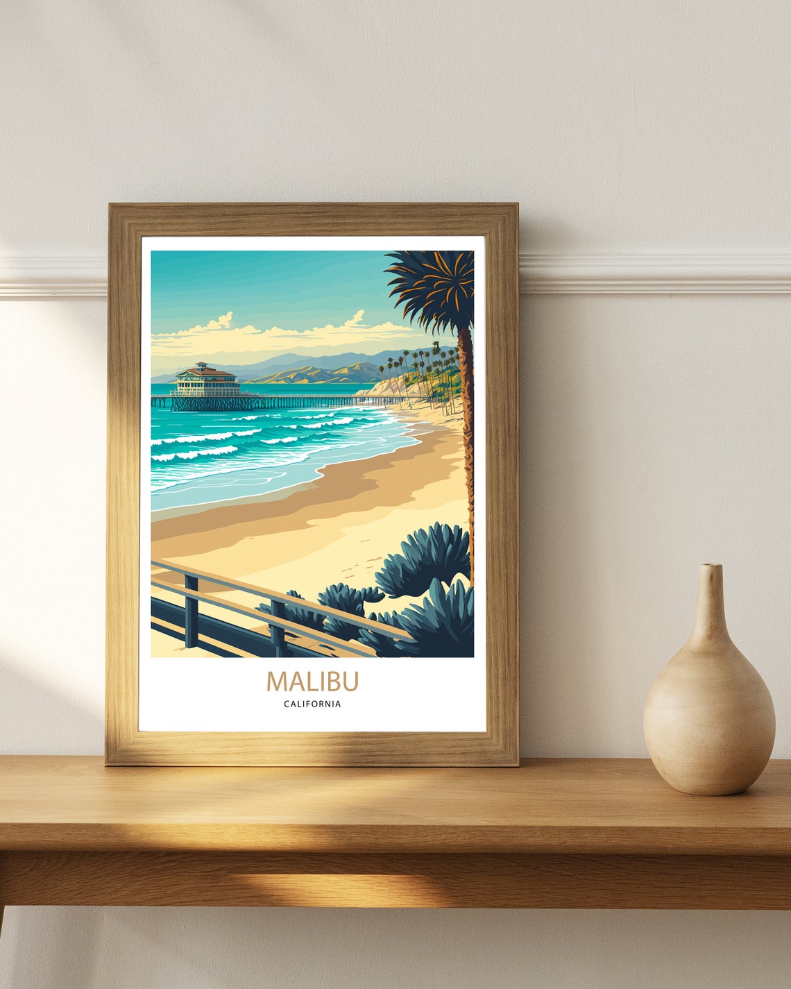 Malibu Travel Print Malibu Print Malibu Poster Malibu Art Print Malibu Wall Art Malibu Art Malibu Photo Wall Art Malibu - Image 2