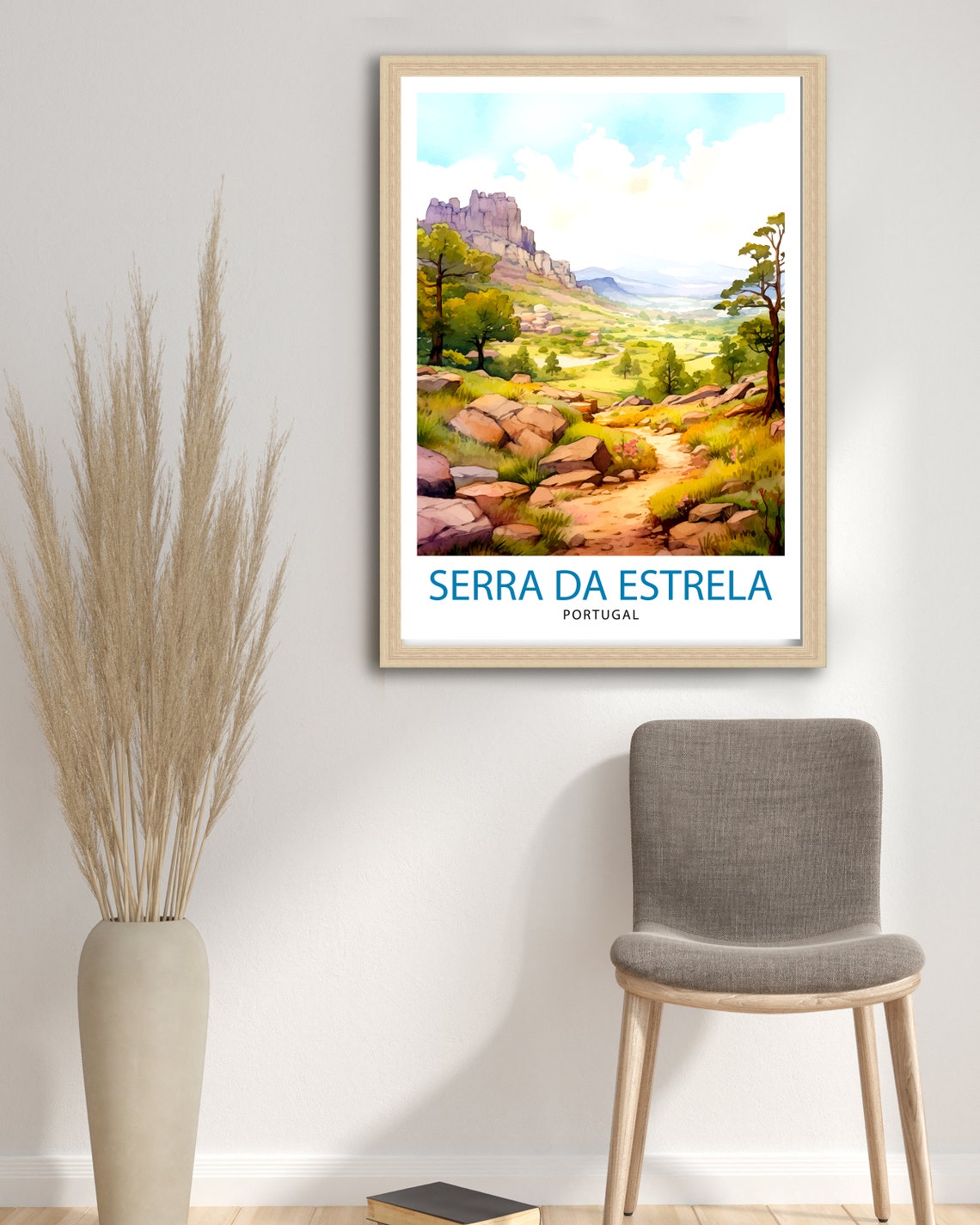 Serra da Estrela Portugal Rocky Mountain Trail Watercolor Poster - Image 3