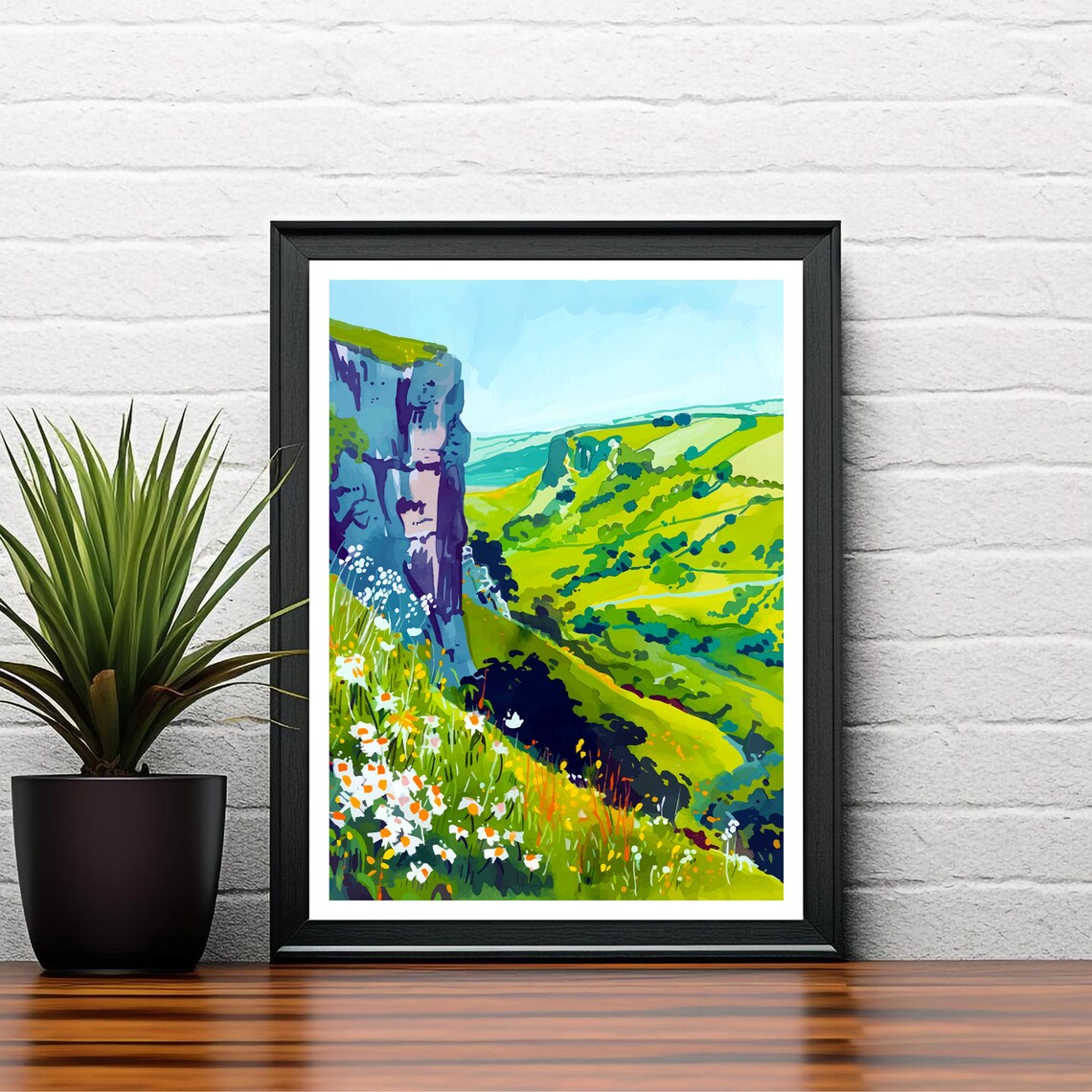 Mendip Hills Somerset Limestone Cliff Valley Wildflower Poster - Image 2
