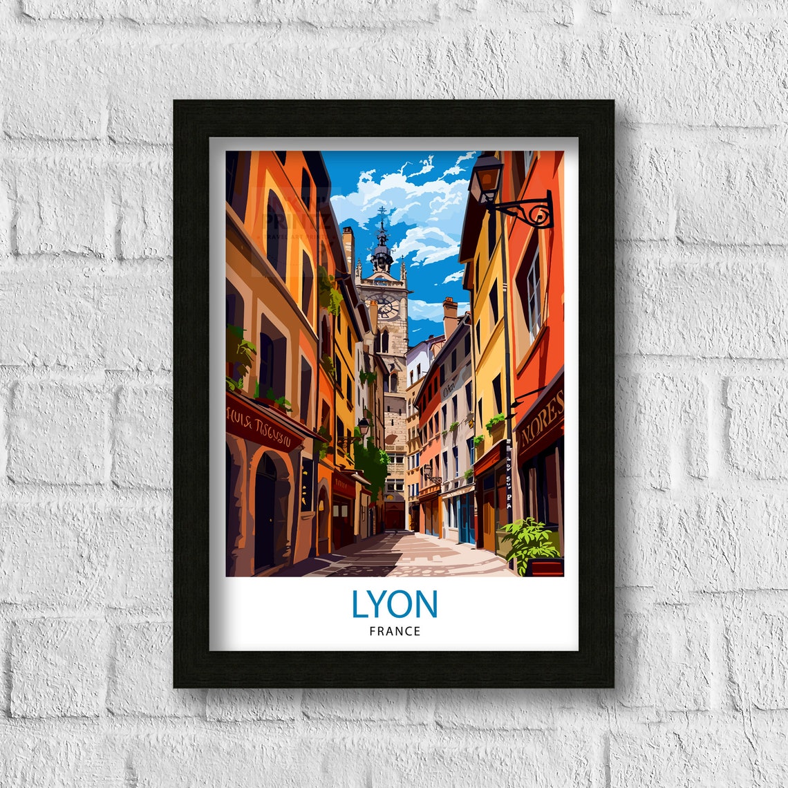 Lyon France Illustration Travel Poster - Image 3