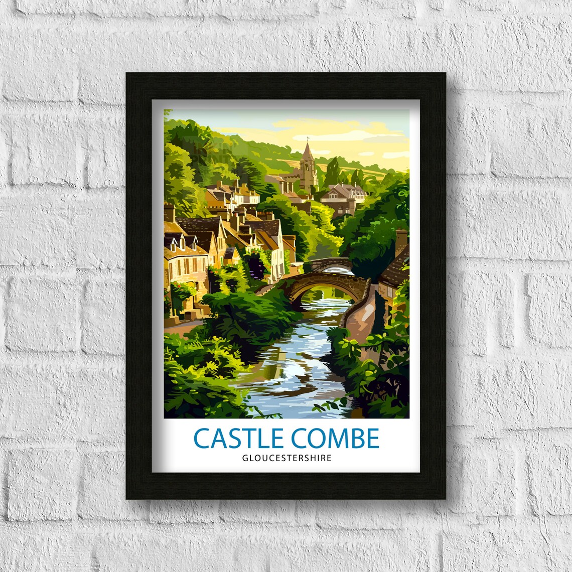 Castle Combe Gloucestershire Stone Bridge Cotswold Travel Poster - Image 3
