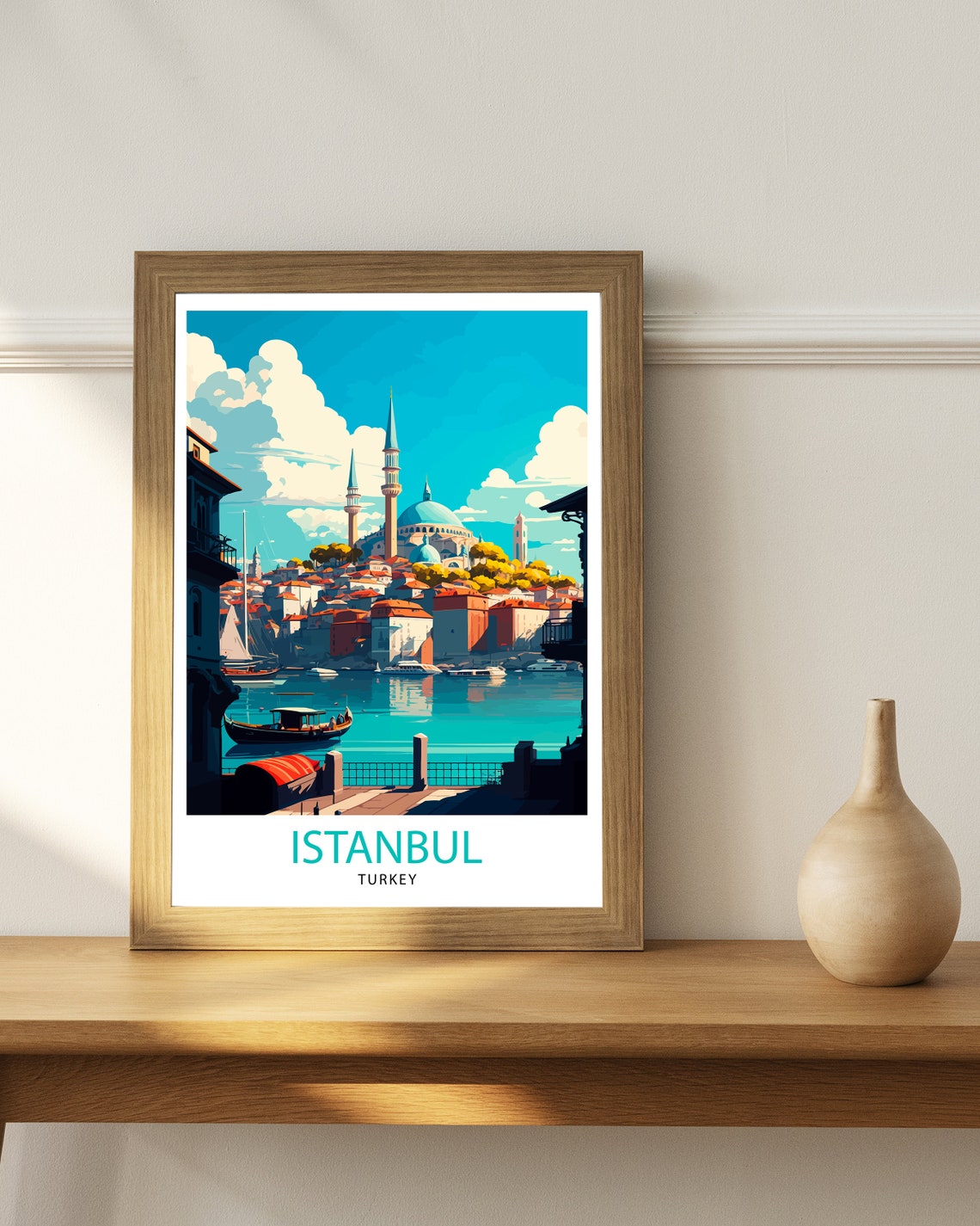 Istanbul Turkey Bosphorus Mosque Minarets Waterfront Travel Poster - Image 2