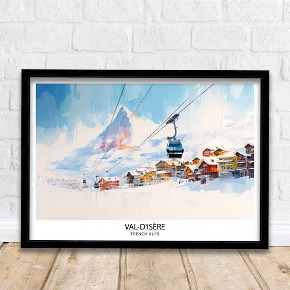 Val Disere Travel Print Ski Poster Travel Poster Ski Print Val Disere Poster French Alps Skiing Skiing Wall Art Skiing Poster