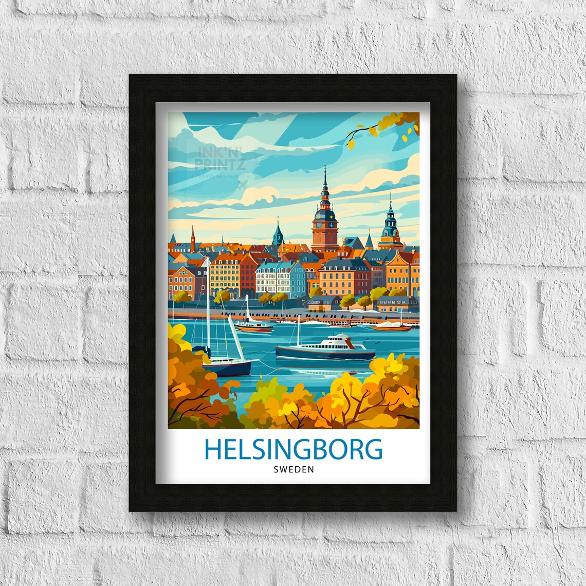Helsingborg Sweden Scenic City Travel Poster - Image 3