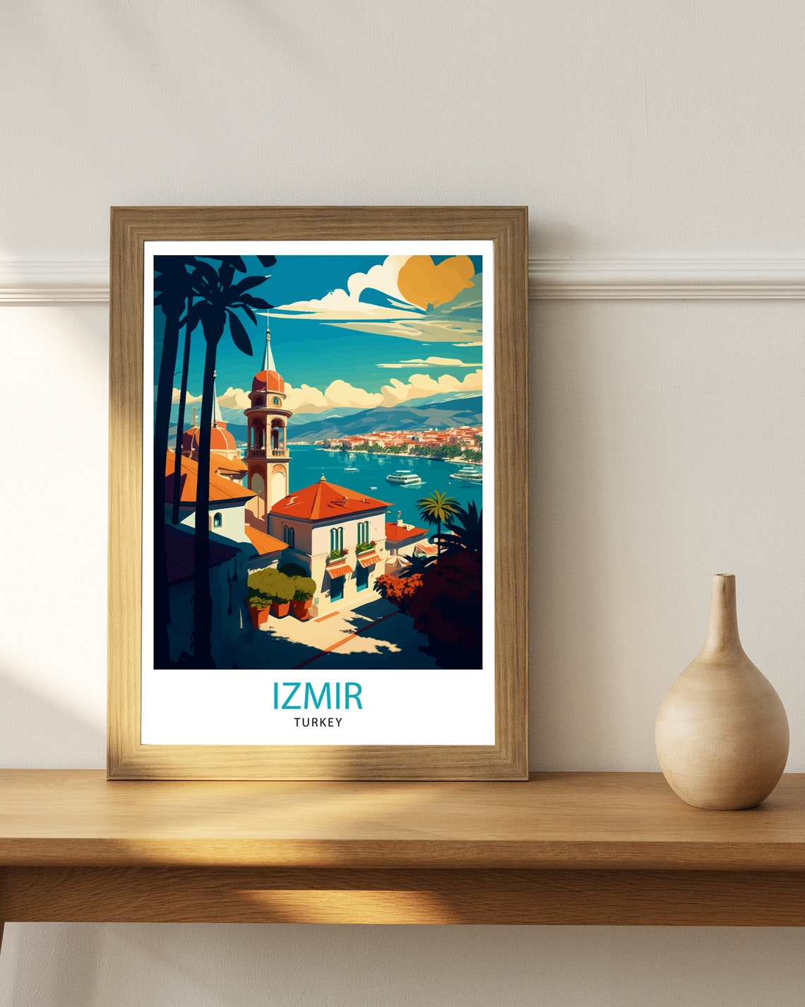 Izmir Turkey Aegean Harbor Historic Clock Tower Travel Poster - Image 3