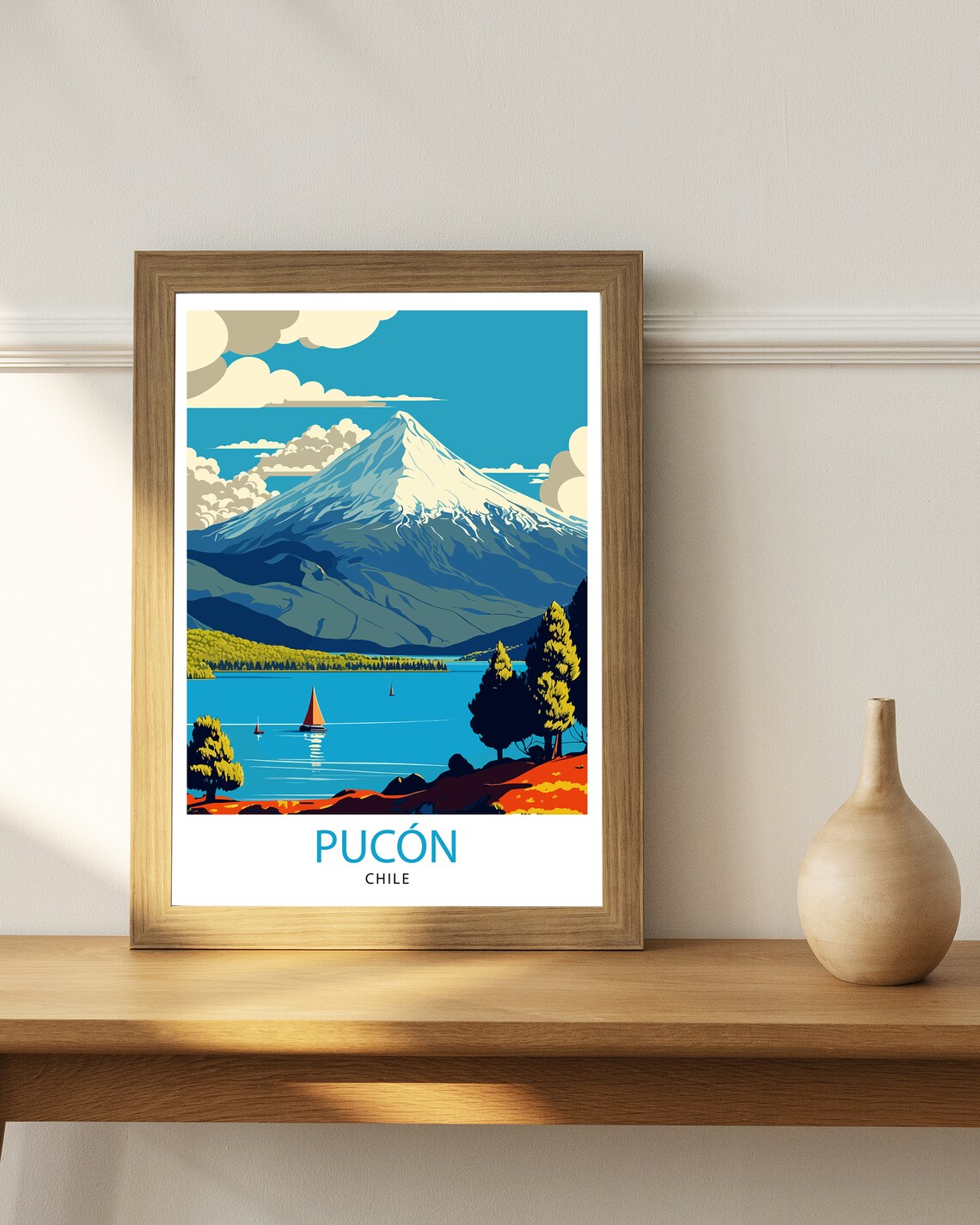 Pucon Chile Travel Poster, Chilean Landscape Decor - Image 3