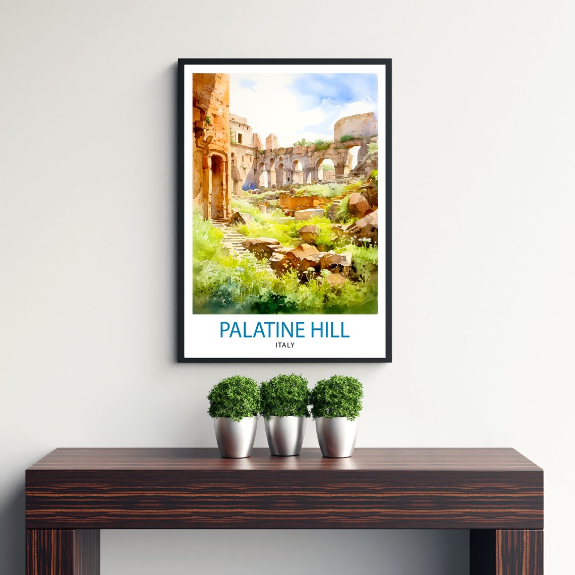 Palatine Hill Italy Roman Ruins Watercolor Garden Scene Poster - Image 3