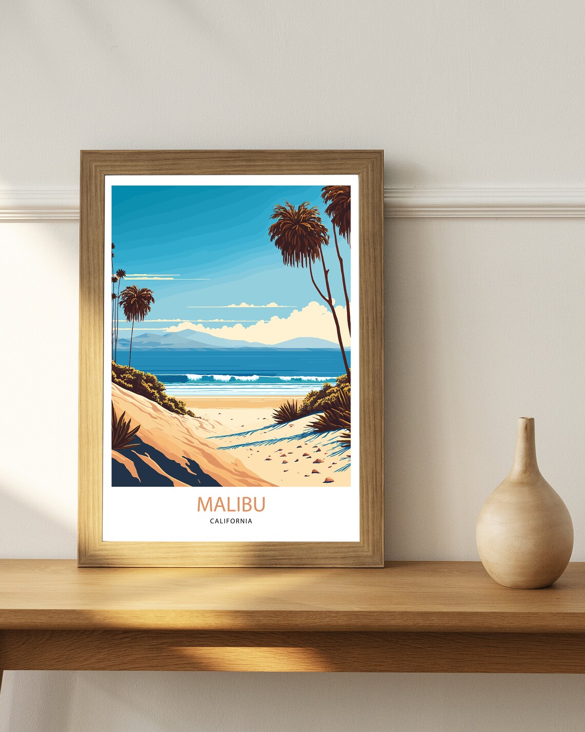 Malibu Travel Poster, California Coastal Place - Image 3