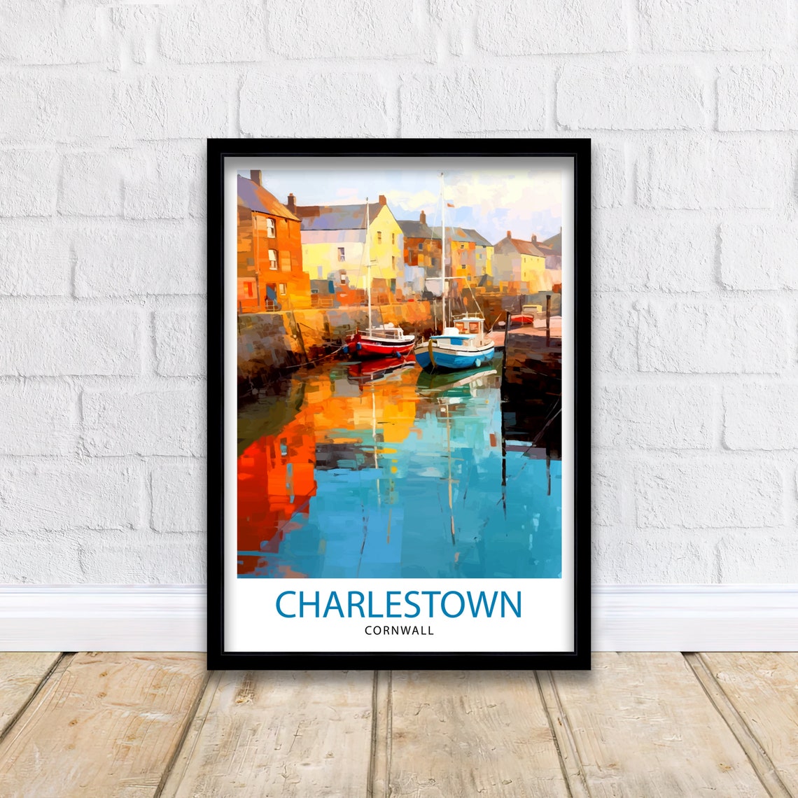 Charlestown Cornwall Tall Ships Historic Harbour View Poster - Image 2
