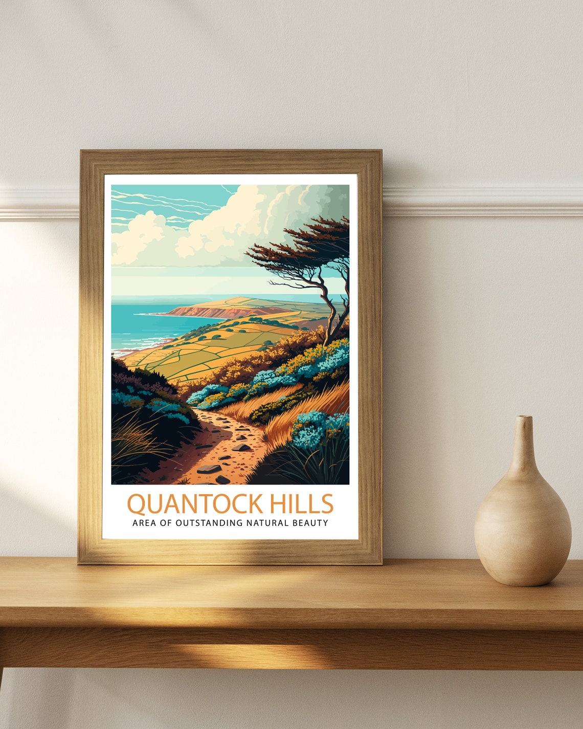 Quantock Hills Somerset Coast Travel Poster English Countryside Art - Image 2