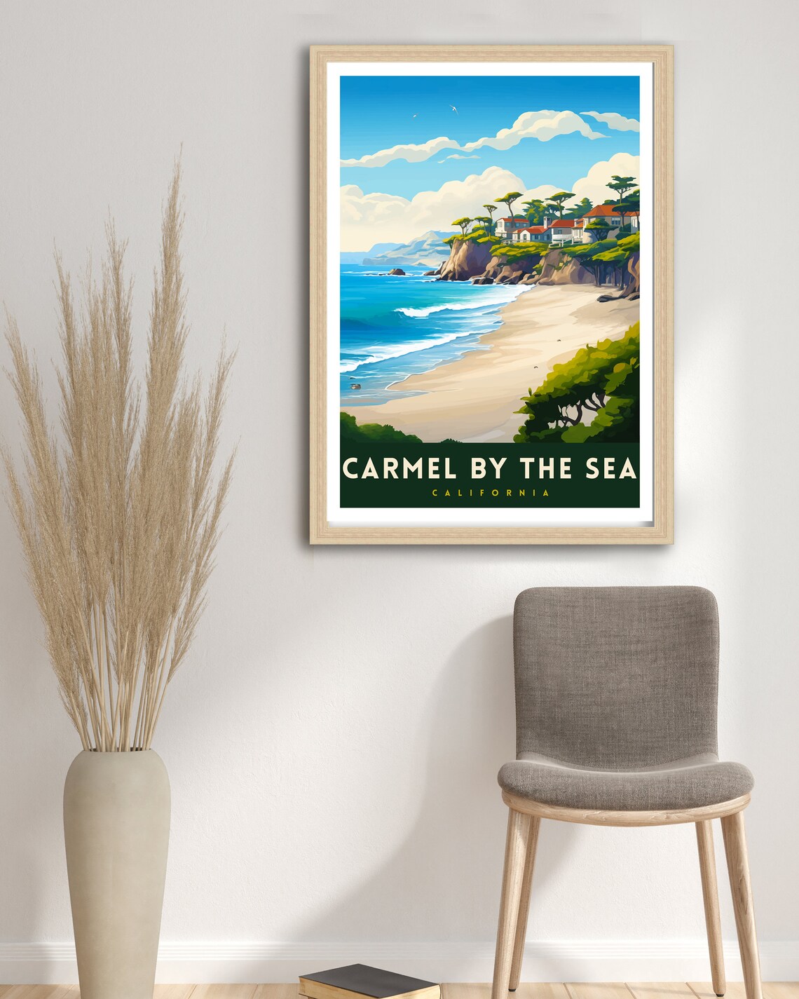 Carmel by the Sea California Beach Cliff Vintage Travel Poster - Image 2