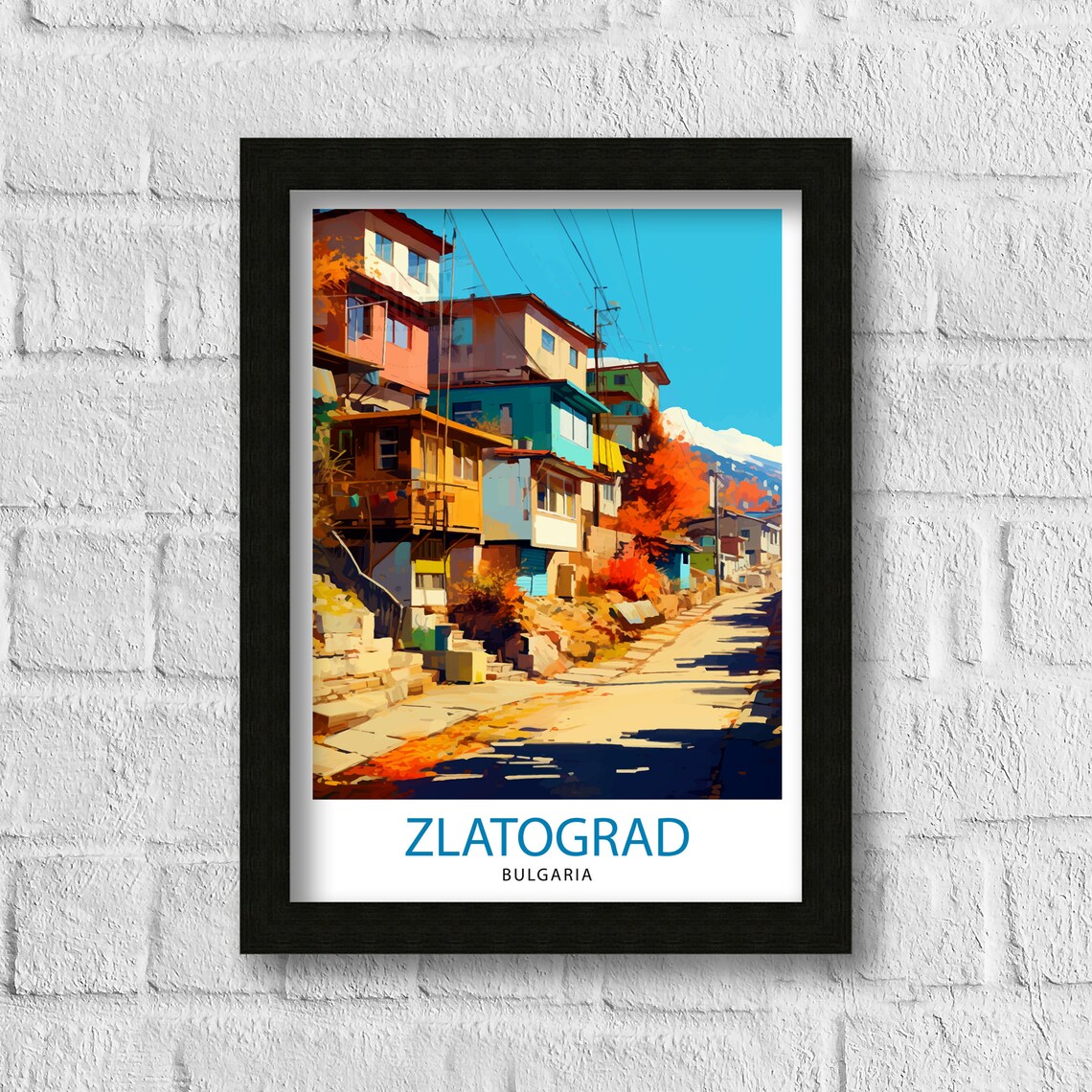 Zlatograd Bulgaria Traditional Village Colorful Street Poster - Image 3