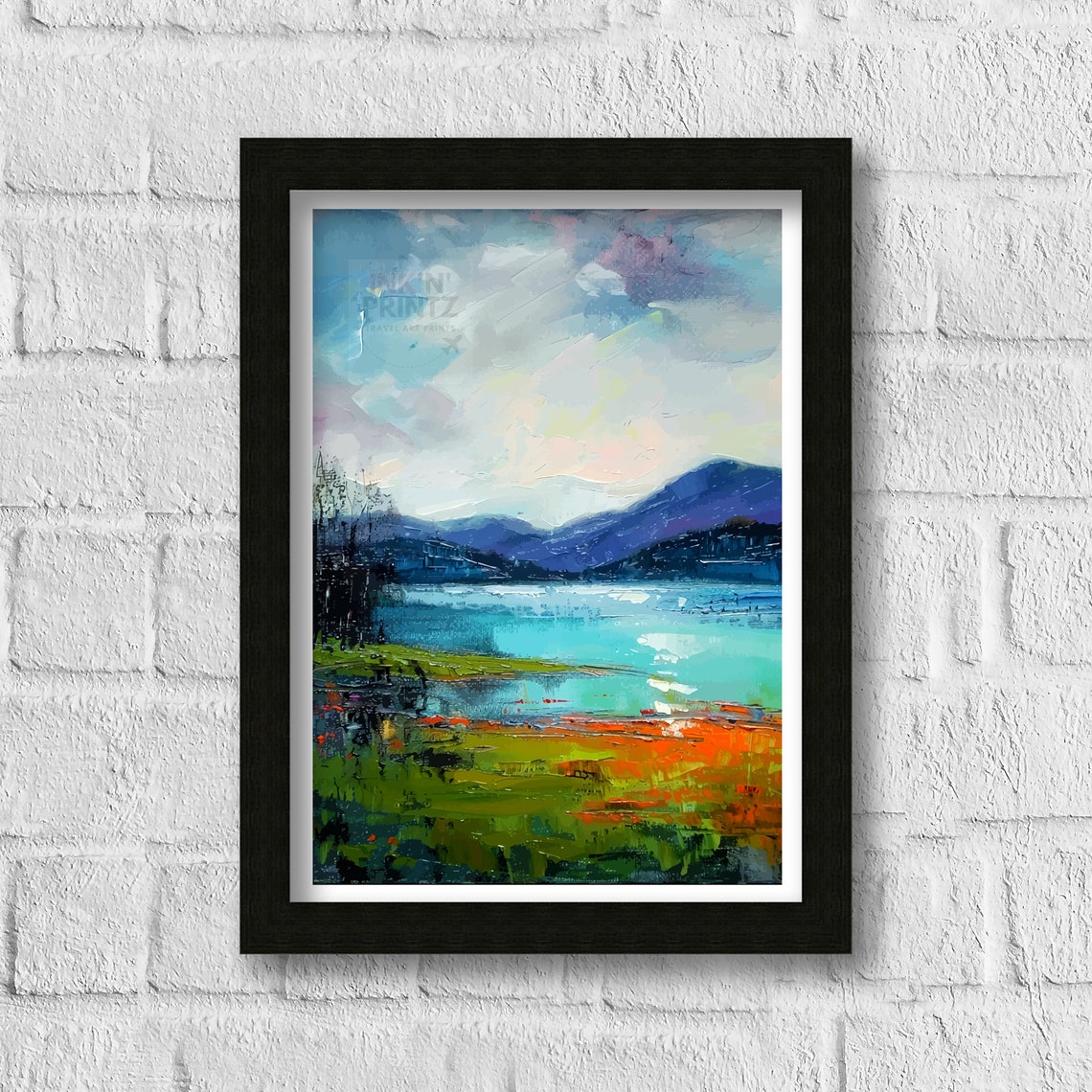 Derwentwater Lake District England Violet Fells Lake Abstract Poster - Image 3