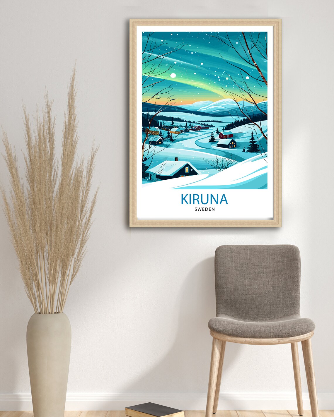 Kiruna Sweden Lapland Snowy Village Aurora Borealis Travel Poster - Image 2
