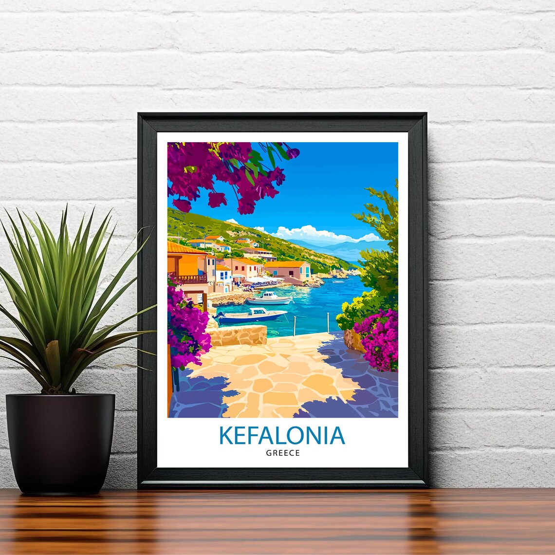 Kefalonia Greece Travel Poster, Greek Island Landscape - Image 2