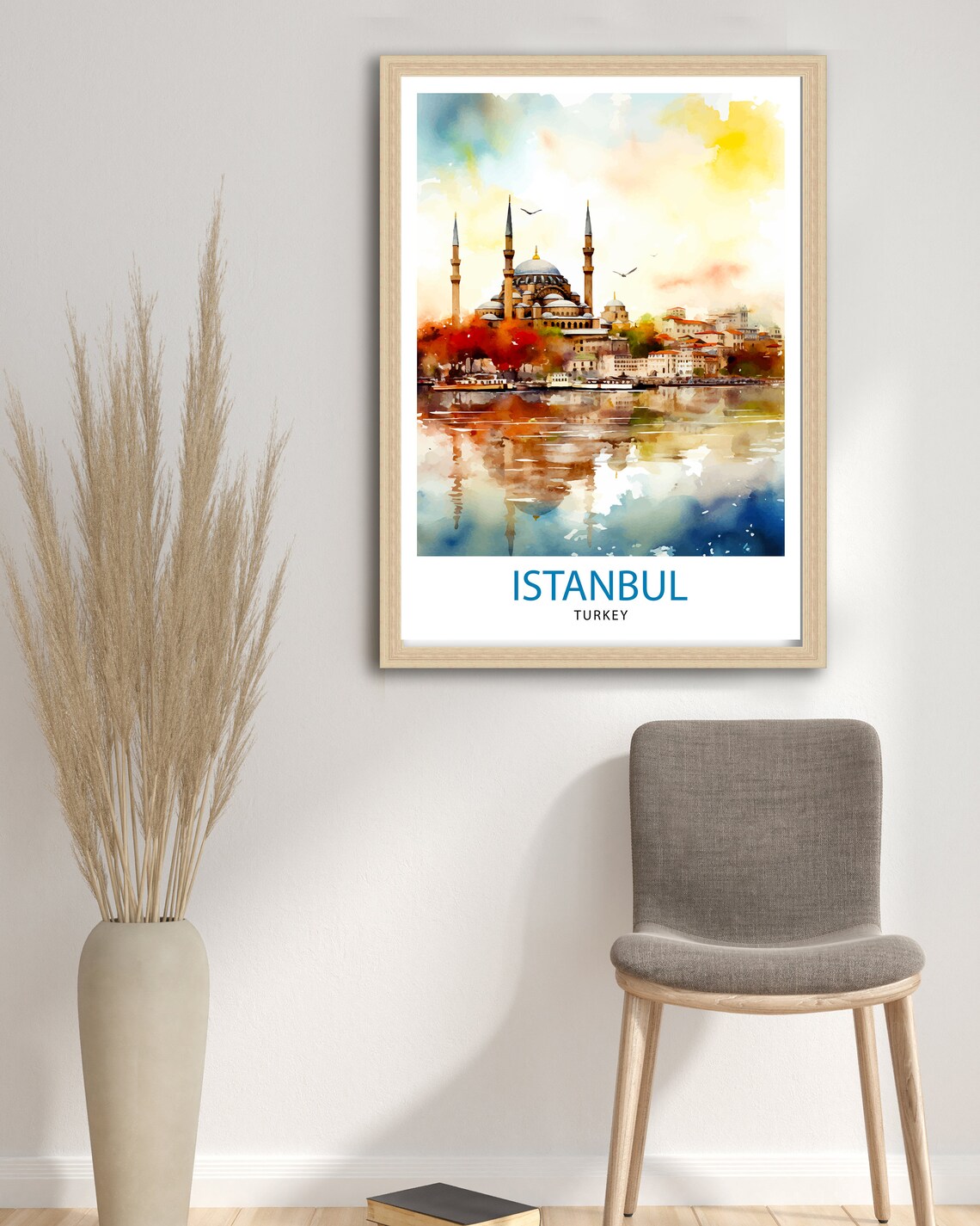 Istanbul Turkey Historic Mosque Watercolor Waterfront Poster - Image 2