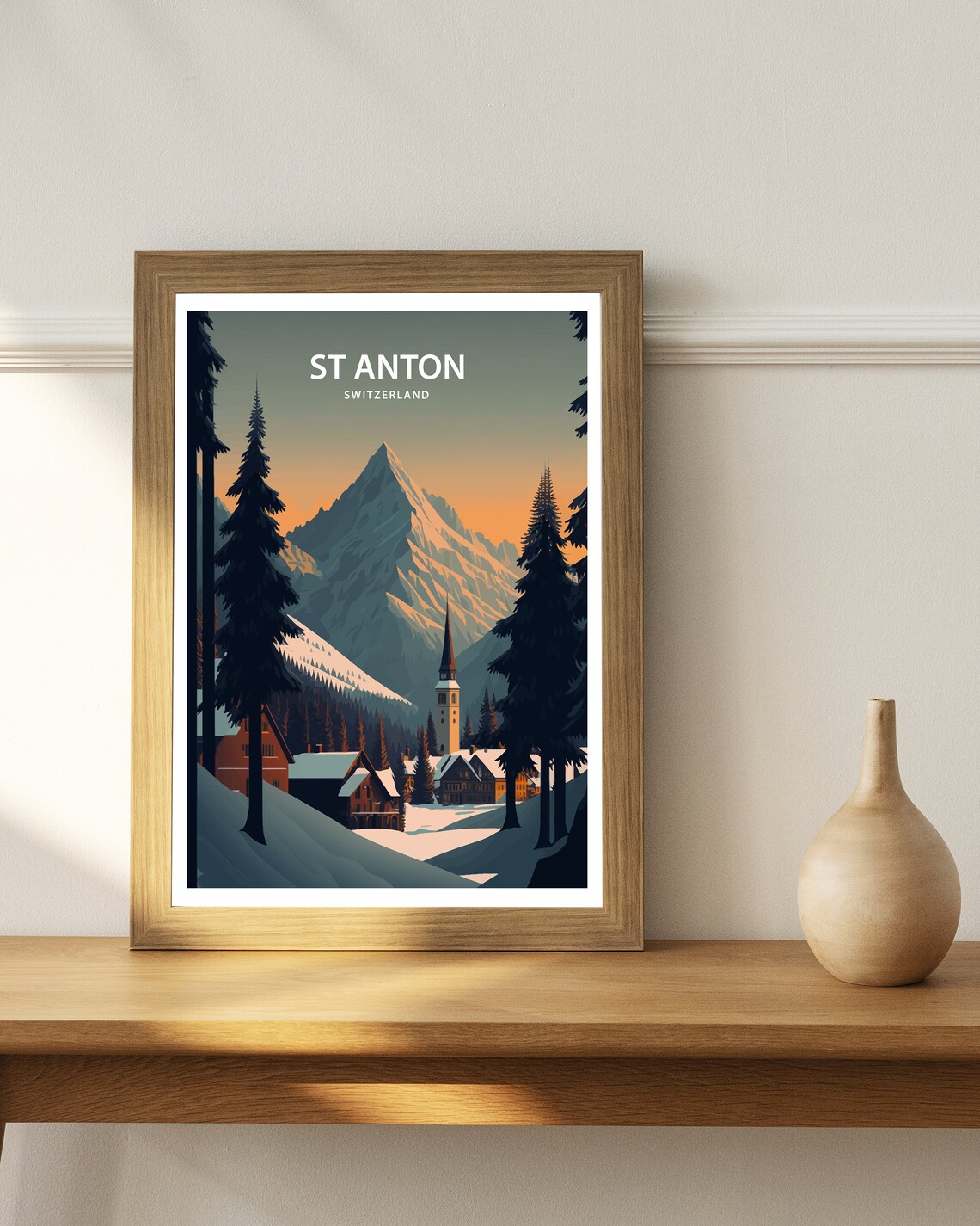 St Anton Travel Print Skiing Poster Ski Poster Ski Resort Poster Vintage Ski Poster St Anton Am Arlberg Travel Art Ski Print - Image 3