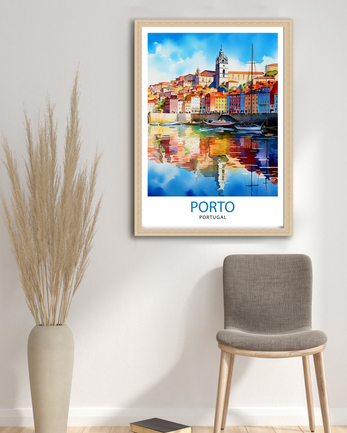 Porto Portugal Colorful Riverside Old Town Reflection Poster - Image 3