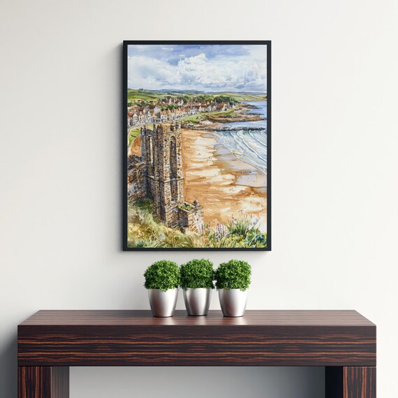 St Andrews Watercolor Golf Links Coastal Town Scotland Poster