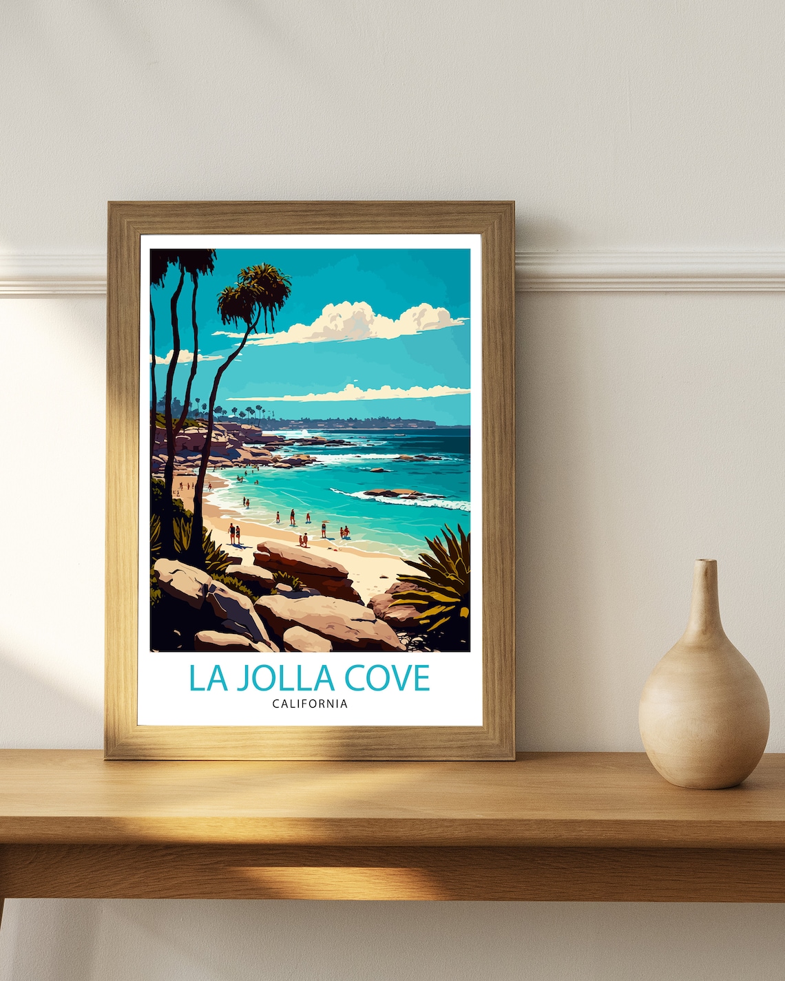 La Jolla Cove California Beach Palms Vintage Coastal Travel Poster - Image 2