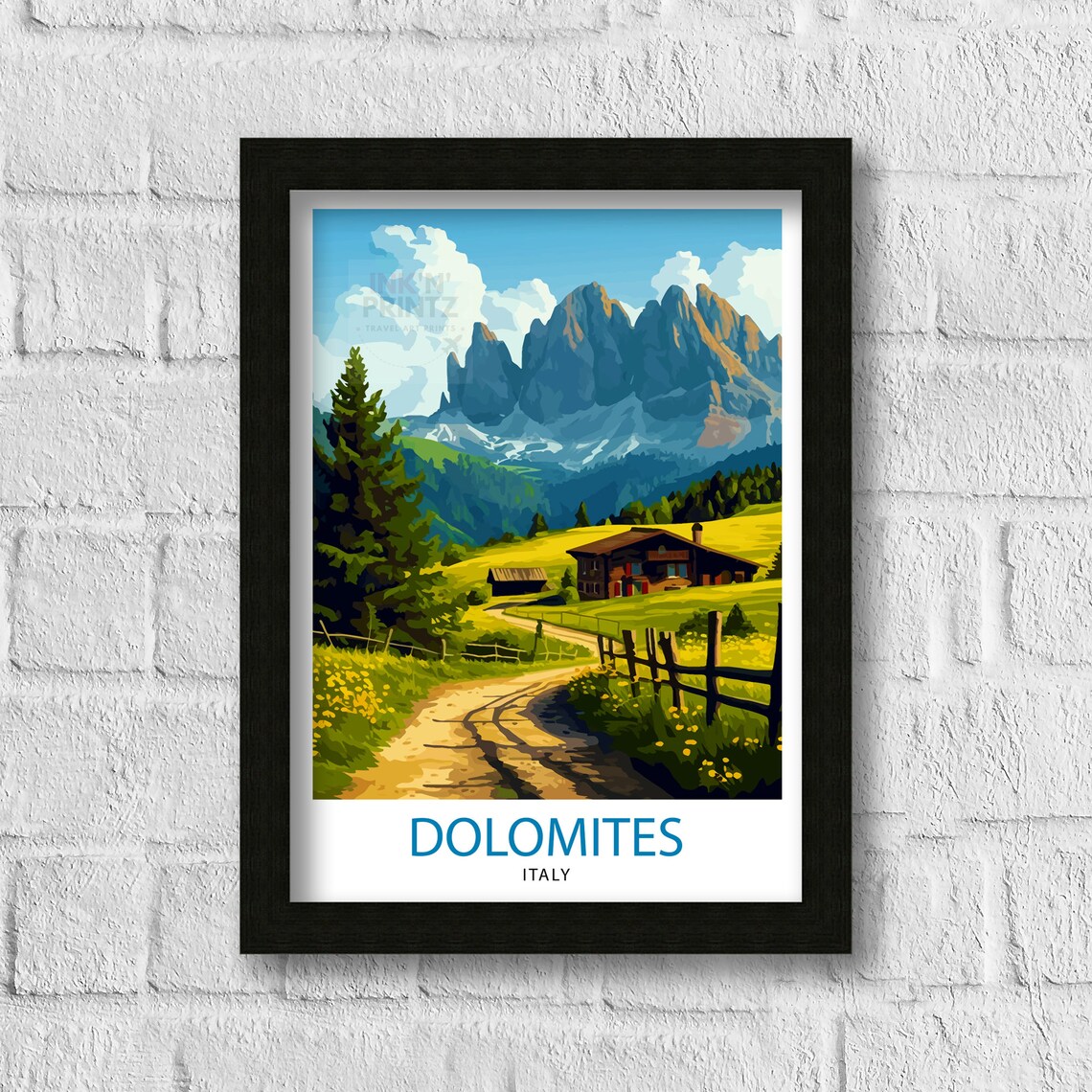 Dolomites Italy Travel Poster, Italy Illustration - Image 3