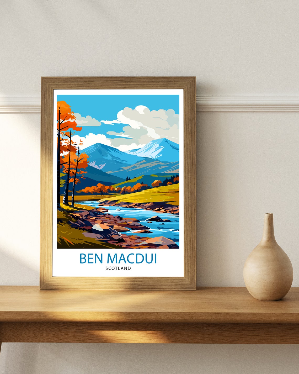 Ben Macdui Scotland Autumn River Mountain Scene Travel Poster - Image 2