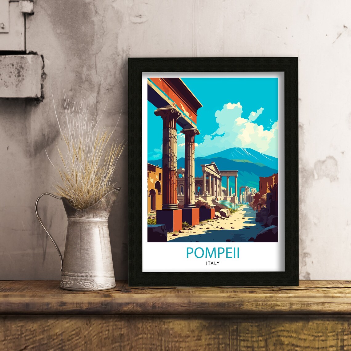 Pompeii Italy Travel Poster, Italy Wall Decor - Image 2