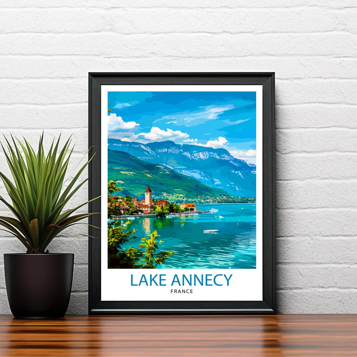 Annecy France Travel Print Annecy Wall Art France Travel Poster Annecy Lake Illustration Gift For Annecy Traveler Annecy Home Decor - Image 2