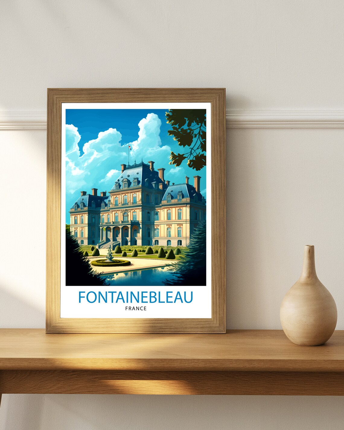Fontainebleau France Palace Gardens Fountain Vintage Travel Poster - Image 2