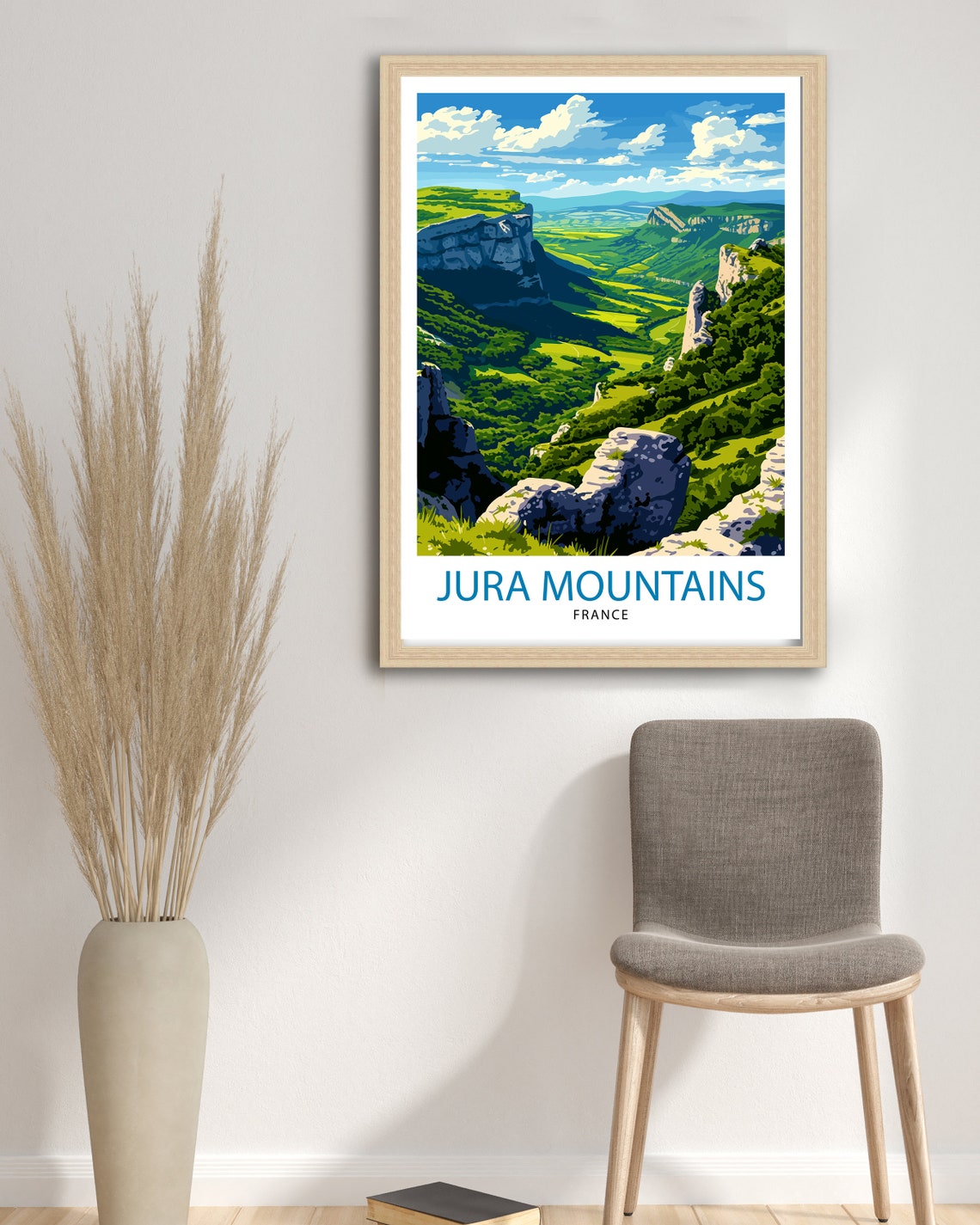 Jura Mountains France Green Cliffs Valley Alpine Nature Travel Poster - Image 2