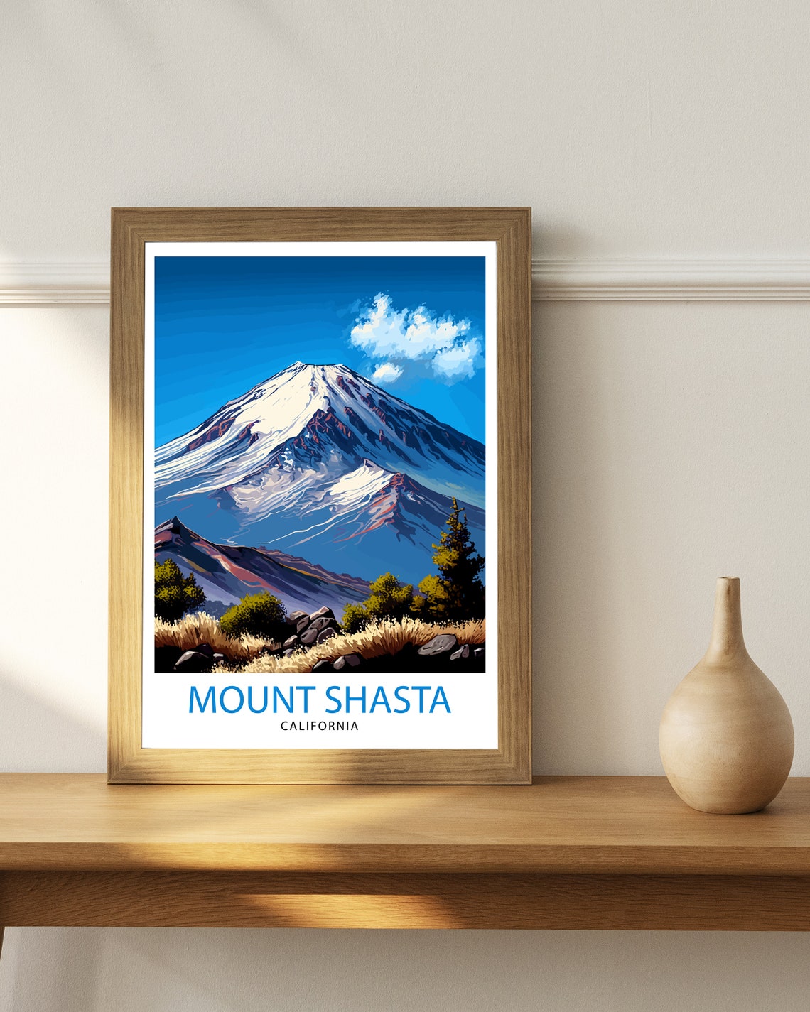 Mount Shasta California Snow Capped Peak Mountain Travel Poster - Image 2