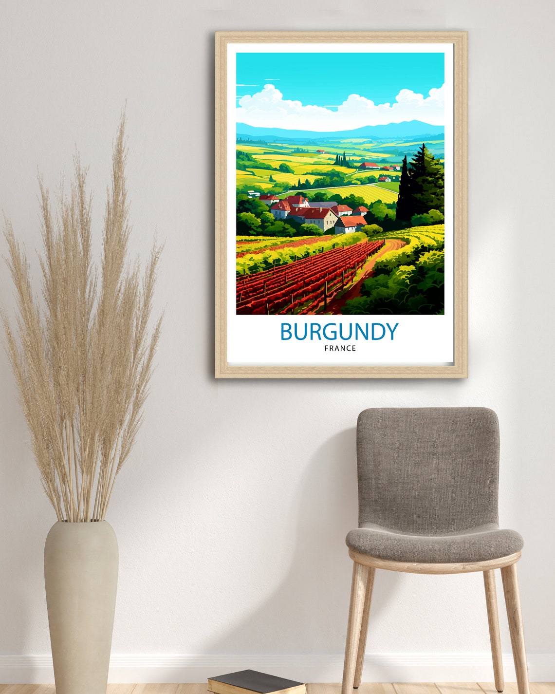 Burgundy France Travel Print Burgundy Wall Decor Burgundy Poster France Travel Prints Burgundy Art Print Burgundy Illustration Burgundy - Image 3