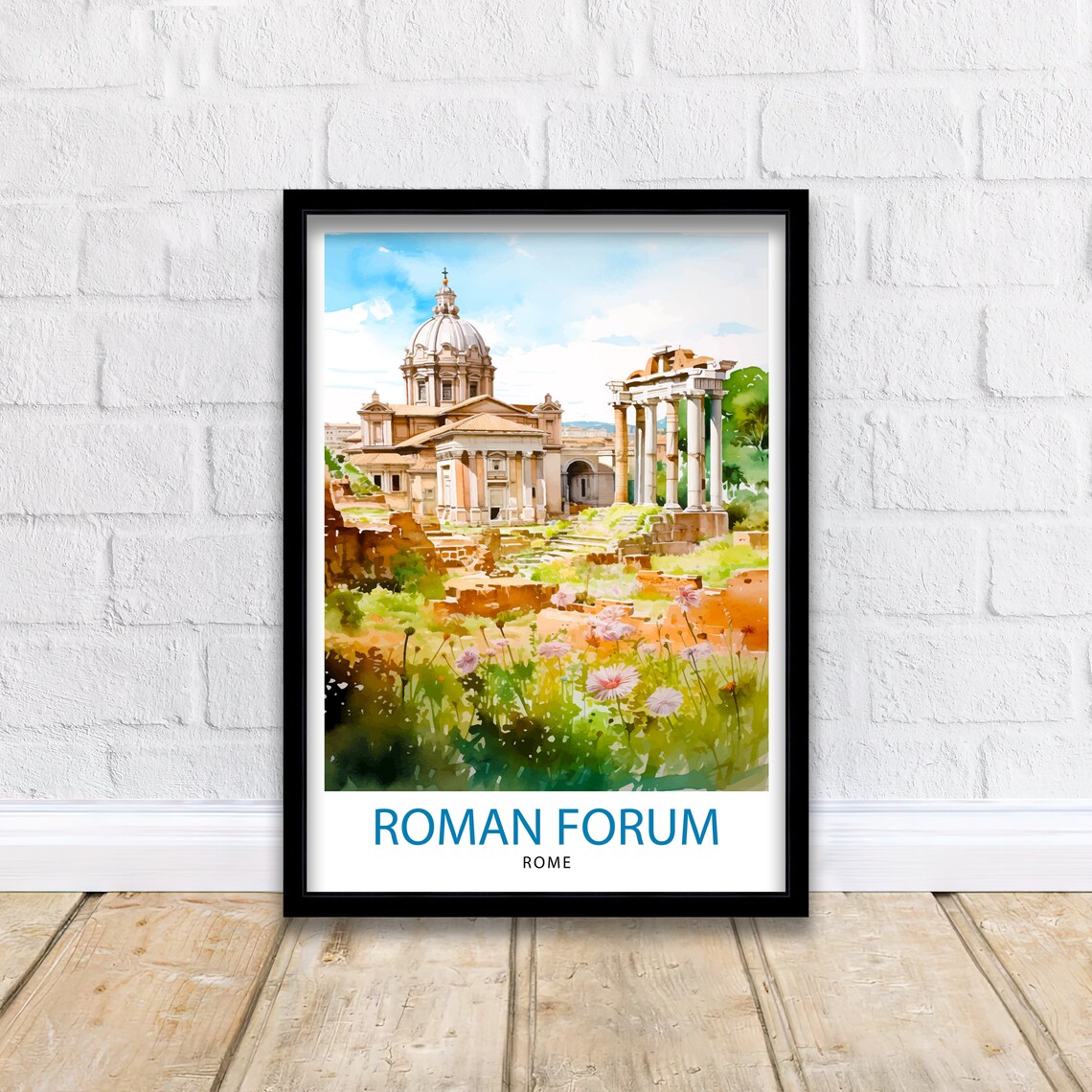 Roman Forum Rome Ancient Ruins Watercolor Italy History Poster