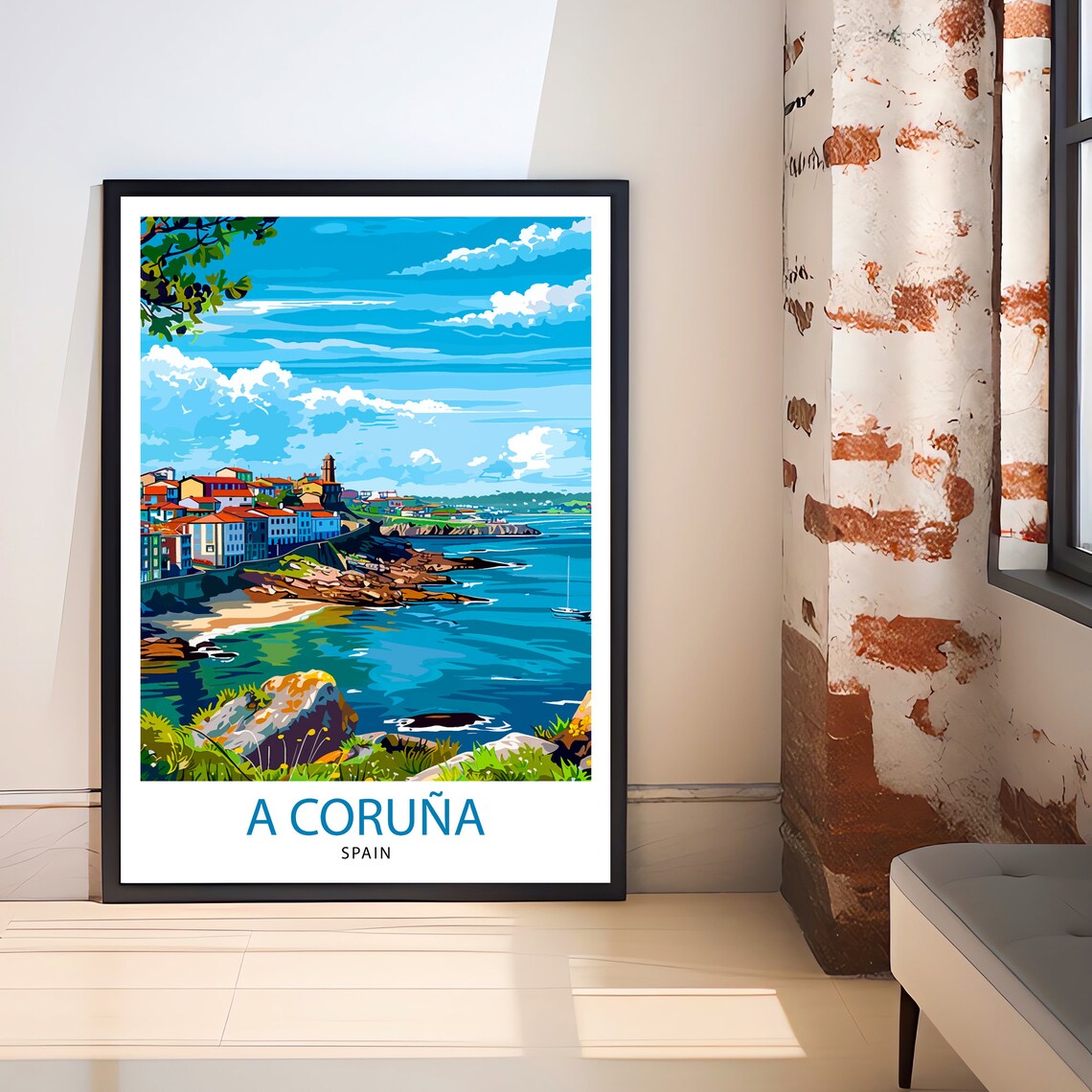 A Coruna Spain Travel Poster, Spanish City View - Image 2