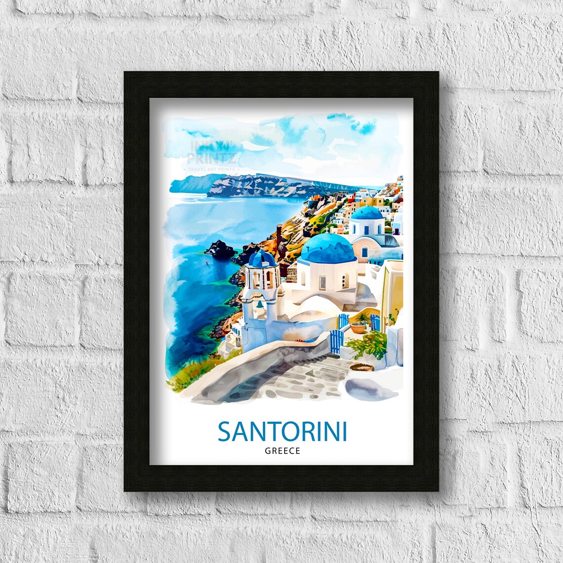 Santorini Greece Travel Poster, Santorini Island - Image 3