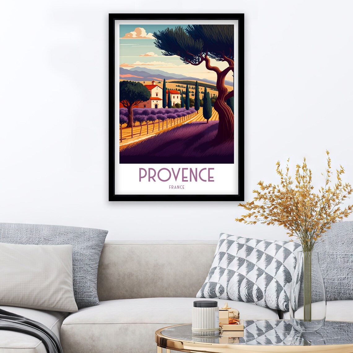 Provence France Lavender Fields Farmhouse Vintage Travel Poster - Image 2