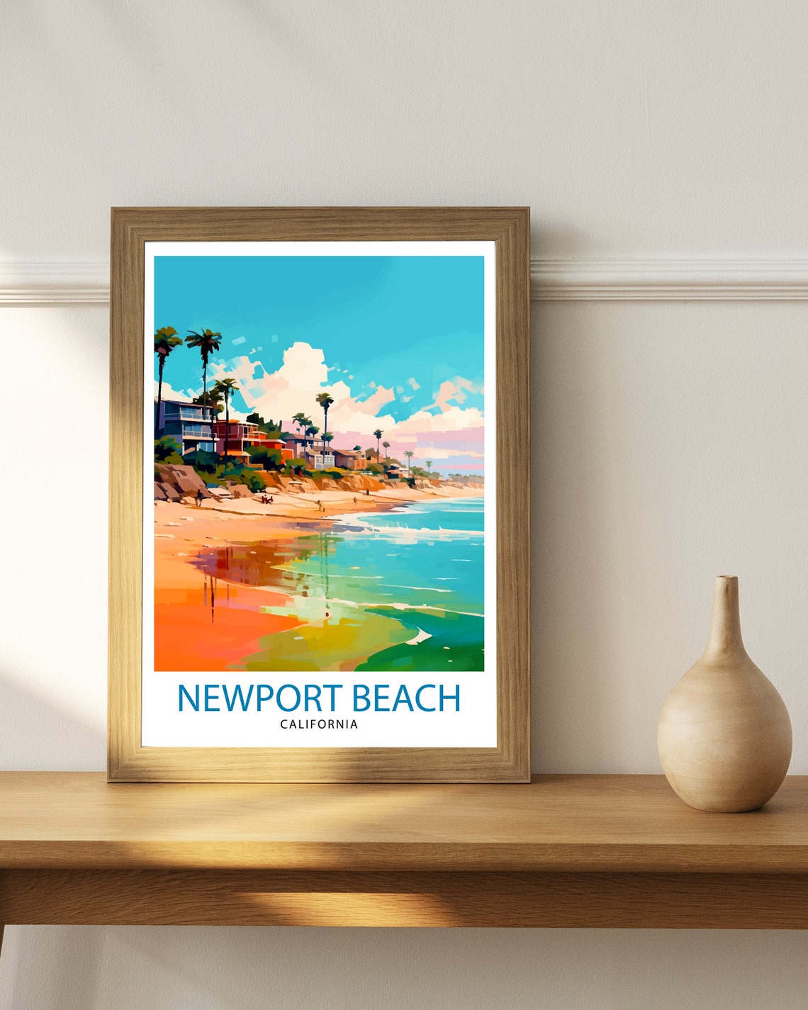 Newport Beach California Coastal Cliffs Beach Houses Sunset Poster - Image 2