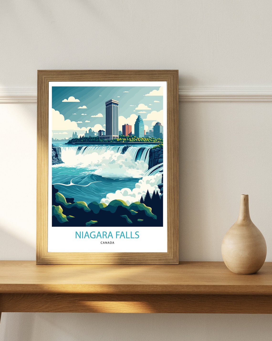 Niagara Falls Canada Vintage Travel Poster Waterfall City Skyline Art - Image 2