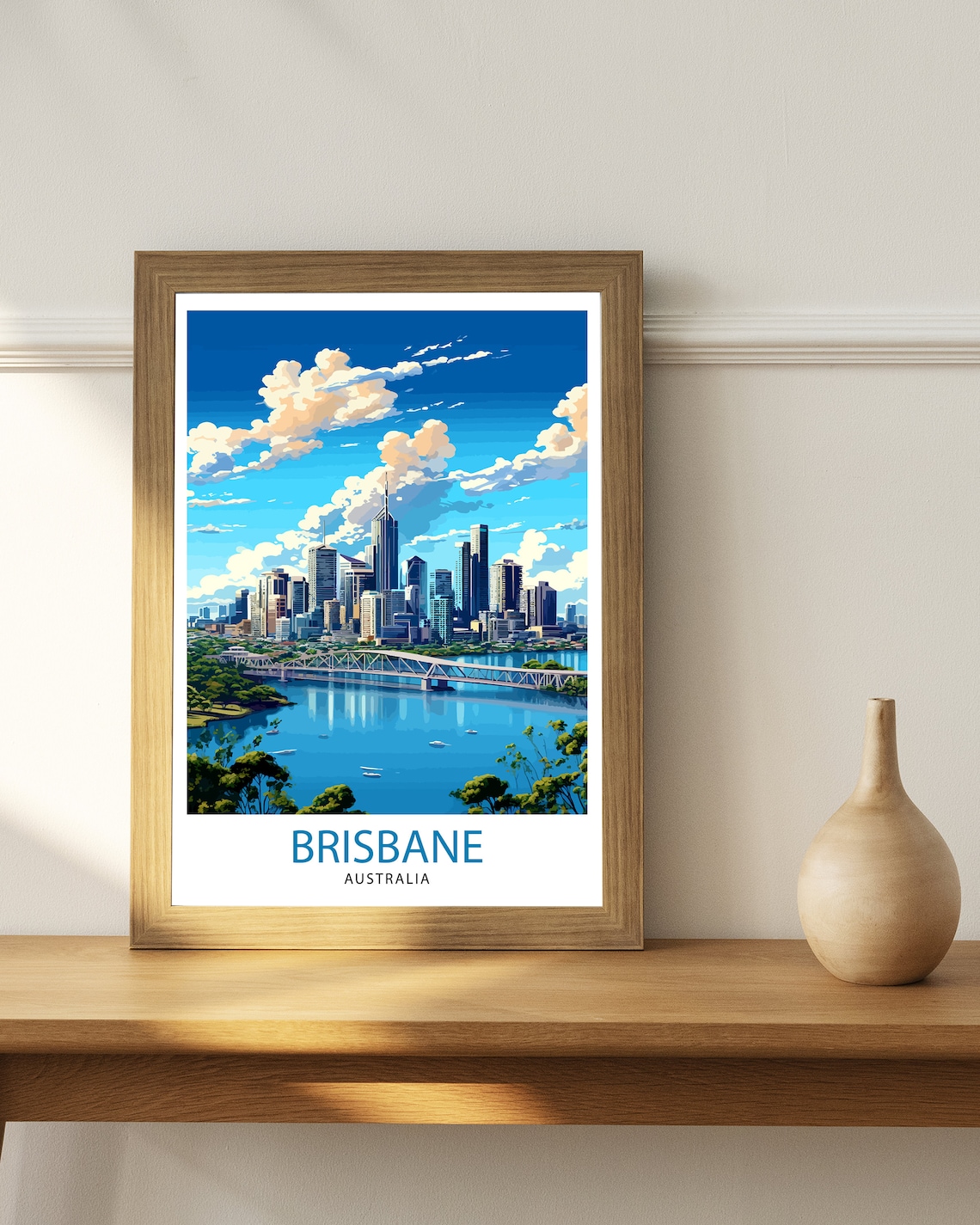 Brisbane Australia Travel Poster, Cityscape Art Print - Image 2