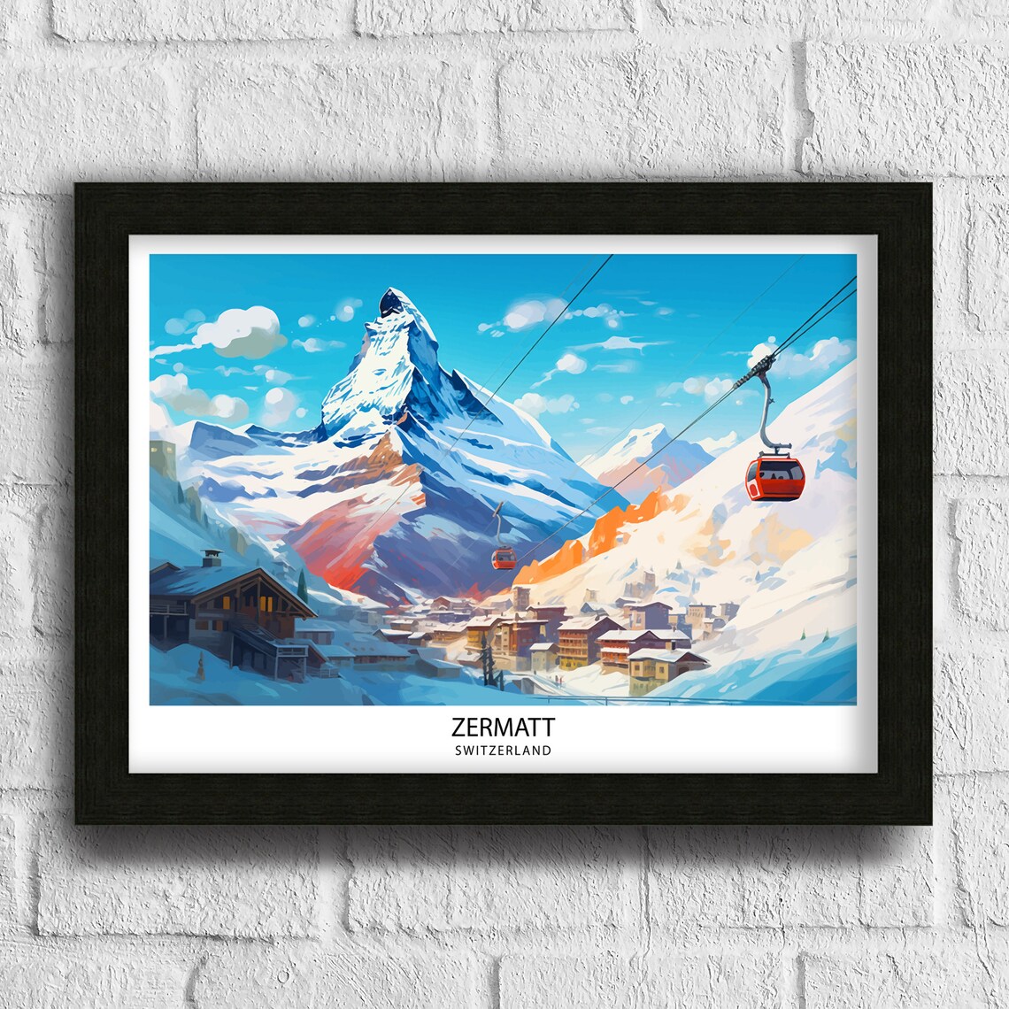 Zermatt Travel Poster, Switzerland Mountain Town - Image 3
