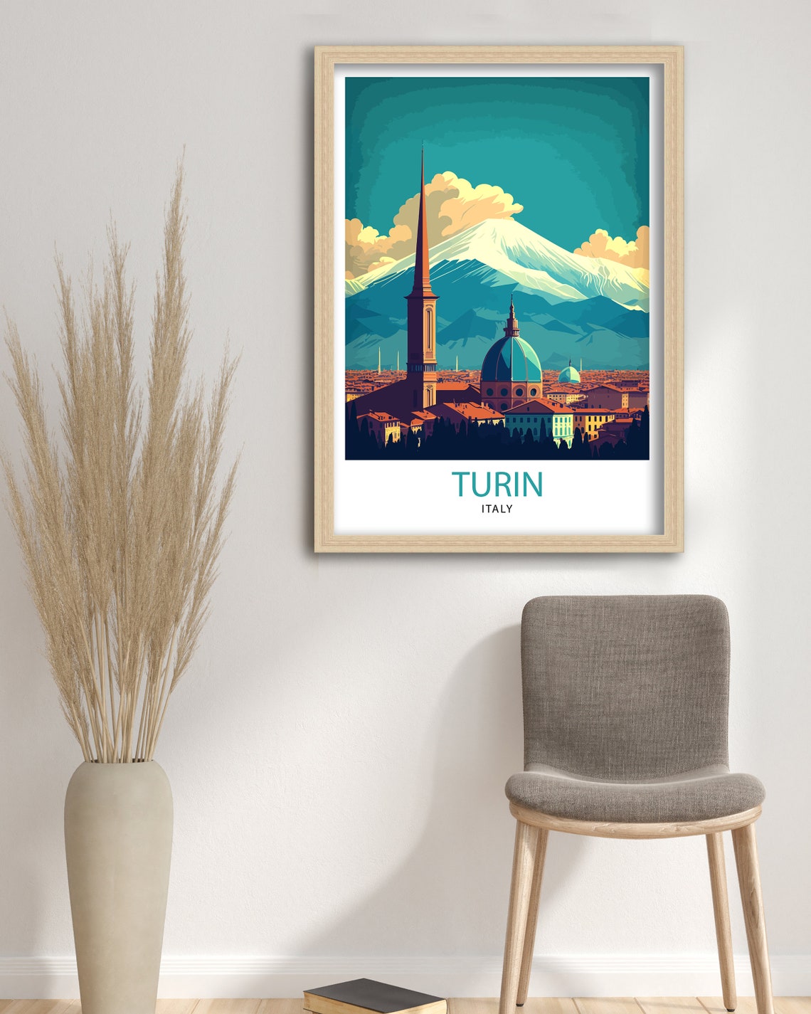 Turin Italy Travel Print Turin Wall Decor Turin Home Living Decor Turin Italy Illustration Travel Poster Gift For Turin Italy Home Decor - Image 3