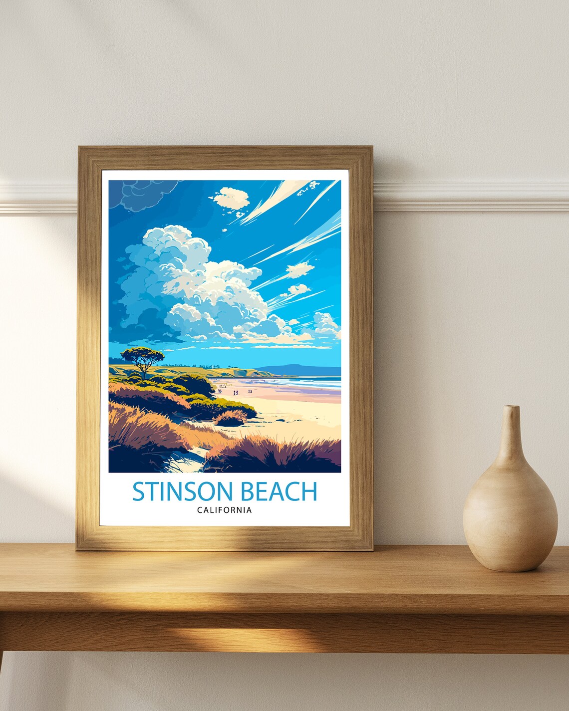 Stinson Beach California Travel Poster, Home Decor - Image 2