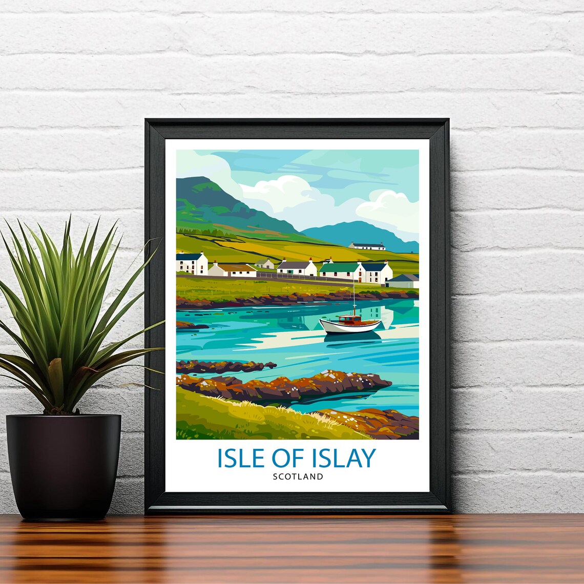 Isle of Islay Scotland Coastal Village Harbor Boat Travel Poster - Image 2