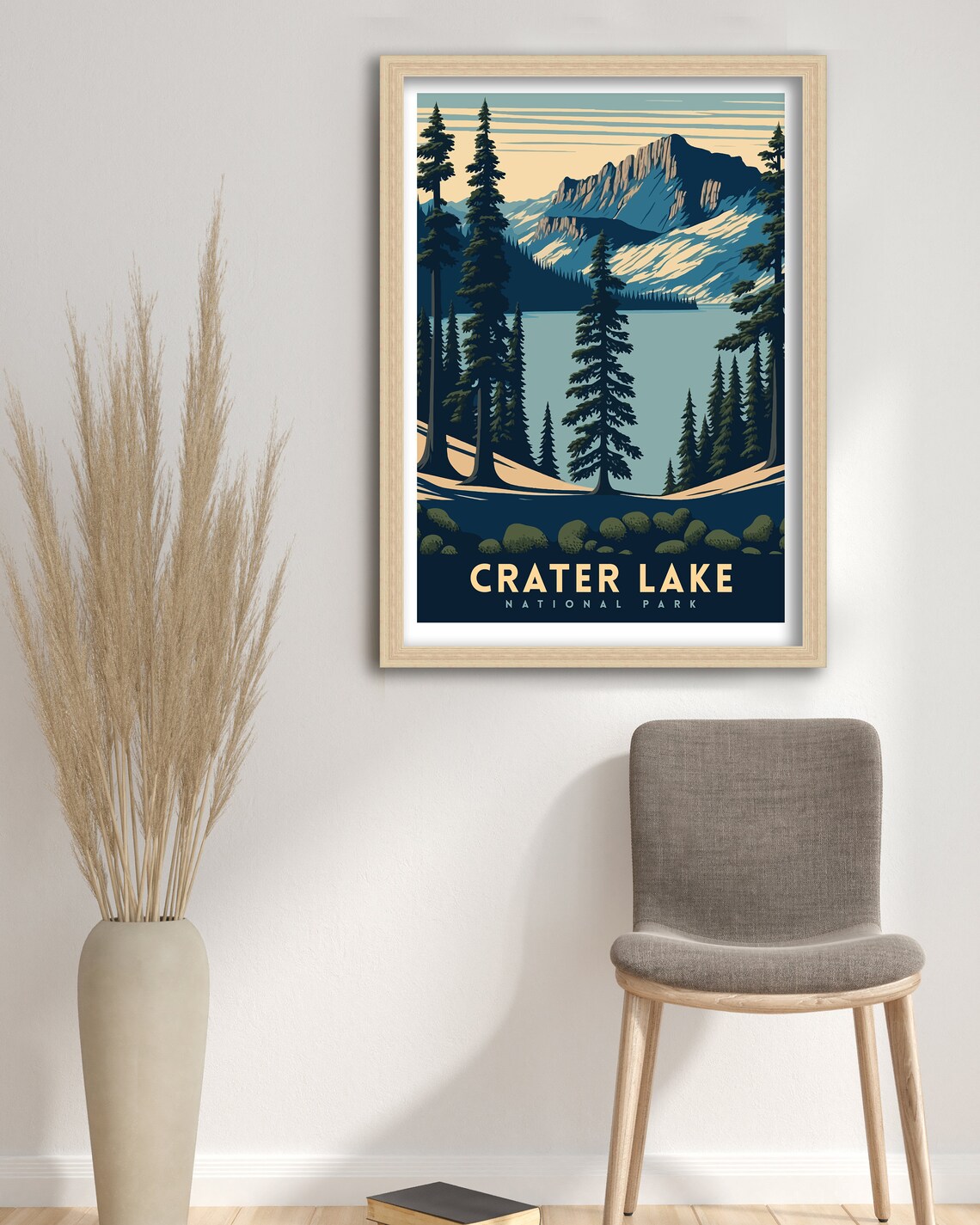 Crater Lake National Park Vintage Pine Forest Lake Travel Poster - Image 3