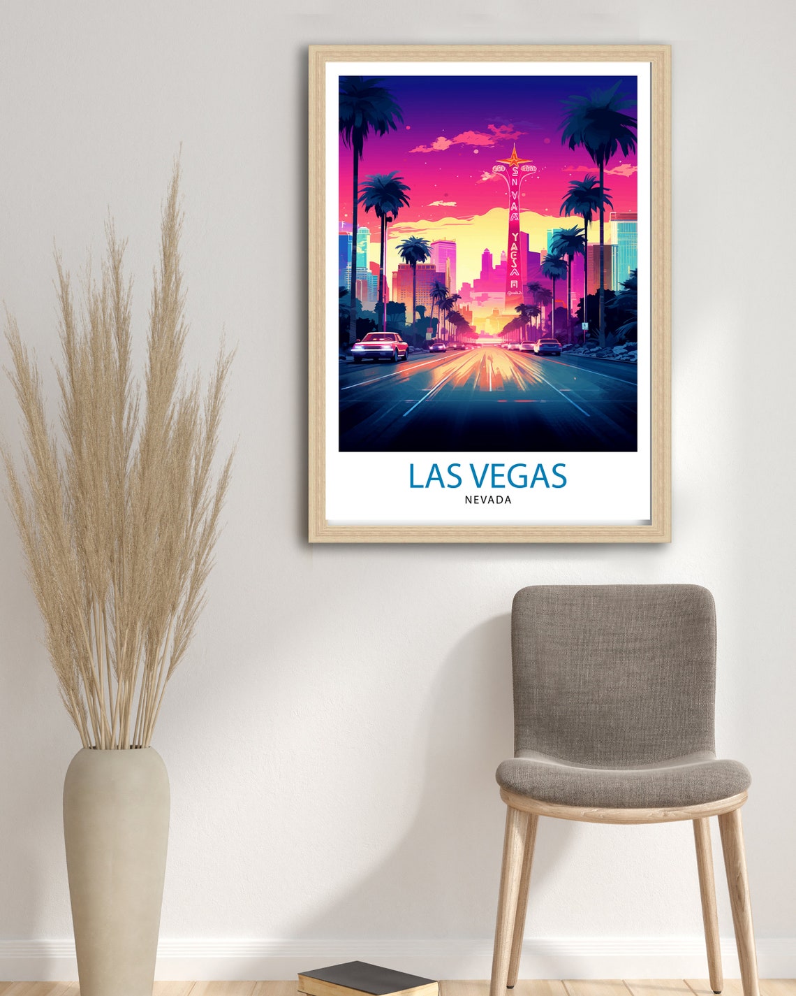 Las Vegas Travel Print Las Vegas Wall Art Las Vegas Poster Las Vegas Illustration Las Vegas Nevada Travel Poster Las Vegas Souvenir - Image 2