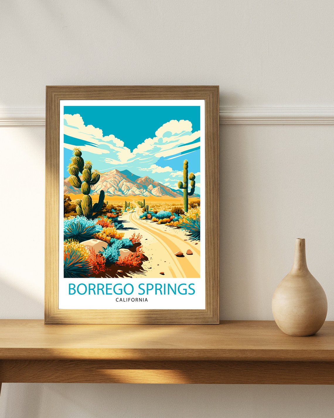 Borrego Springs California Desert Road Cacti Mountain View Poster - Image 3