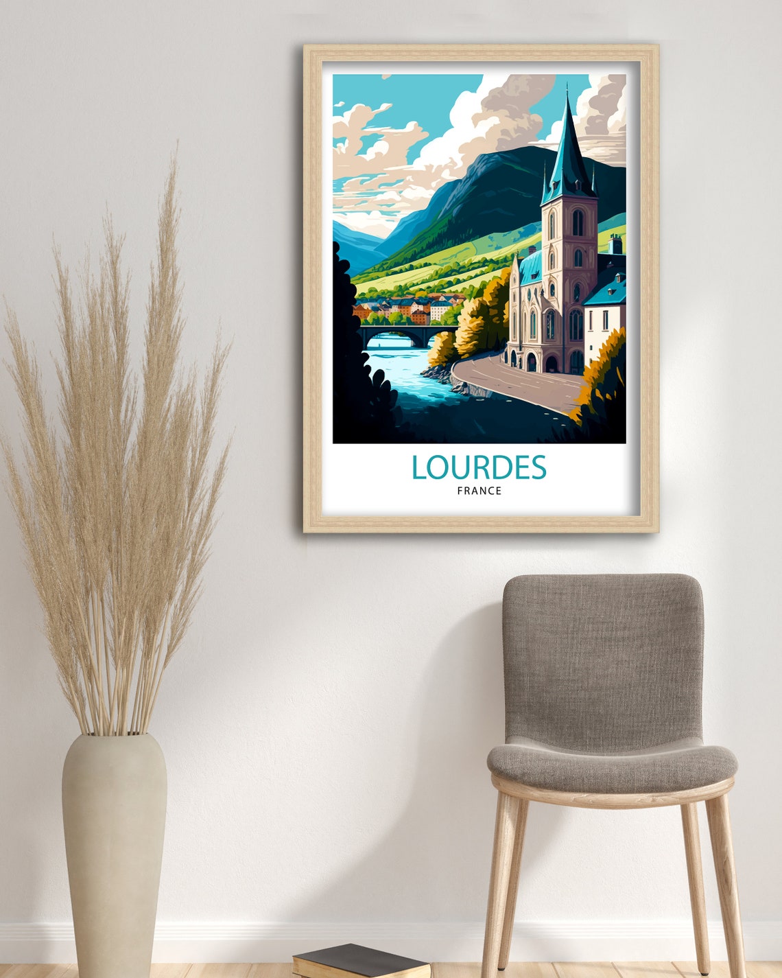 Lourdes France Travel Print Lourdes Wall Decor Lourdes Home Living Decor Lourdes France Illustration Travel Poster Gift For Lourdes France - Image 3